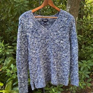 Lands' End Blue and White Drifter Sweater